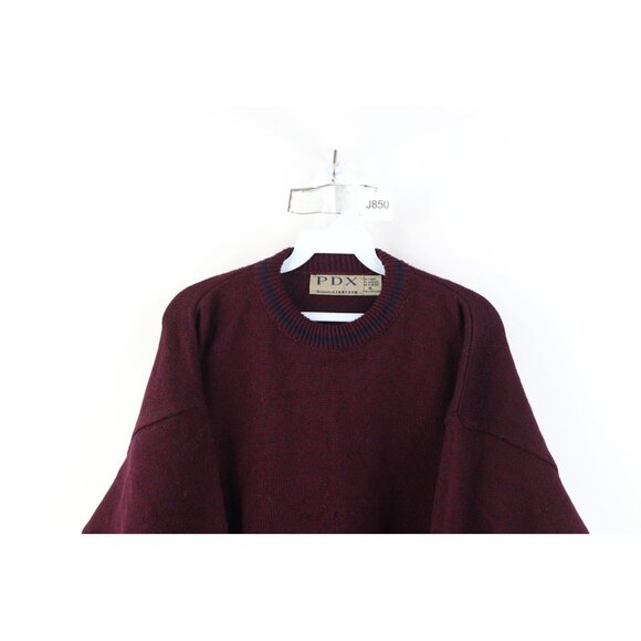 Vintage 90s Streetwear Mens XL Polka Dot Knit Crewneck Sweater Dark Purple - Picture 2 of 9